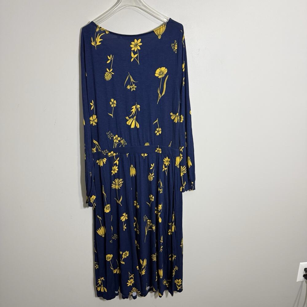 Boden US 12R Jersey Longsleeves Stretch Floral Maxi Dress Navy Blue Yellow - Picture 5 of 6